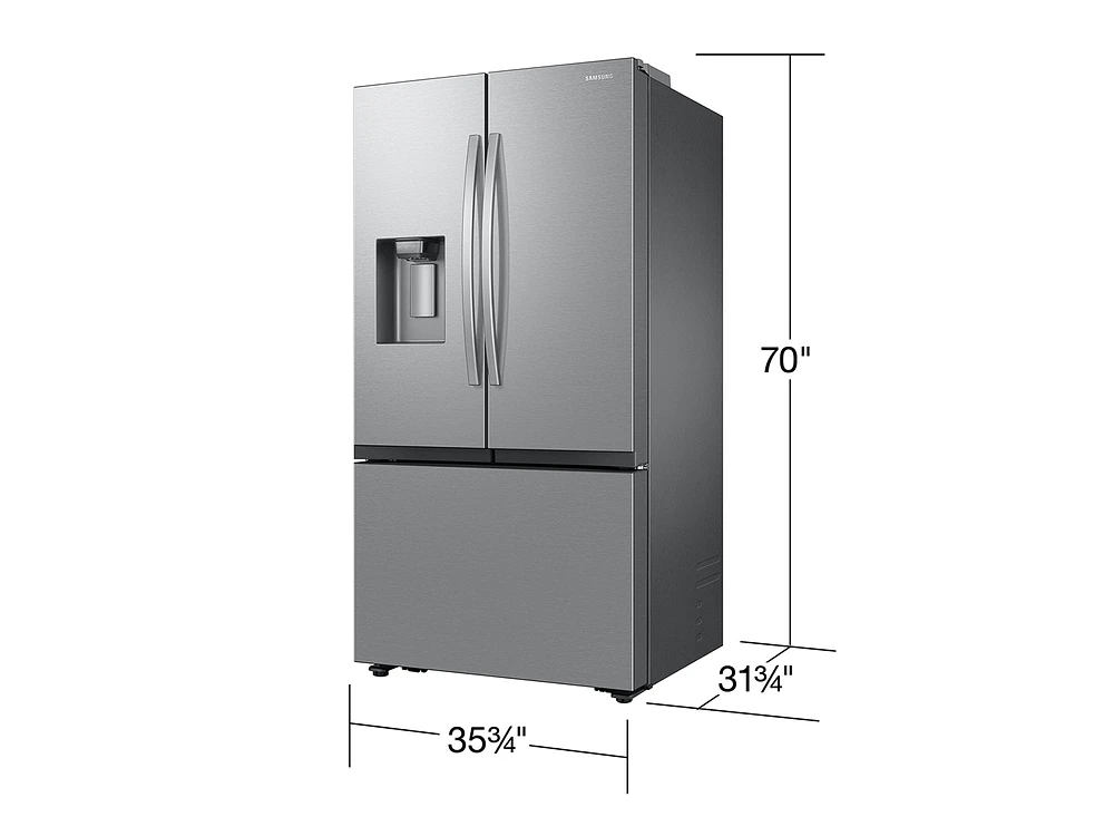 26 cu. ft. Mega Capacity Counter Depth 3-Door French Door Refrigerator with Four Types of Ice in Stainless Steel | Samsung US