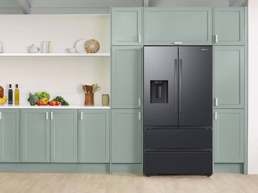 30 cu. ft. Mega Capacity 4-Door French Door Fridge in Matte Black Steel | Samsung US