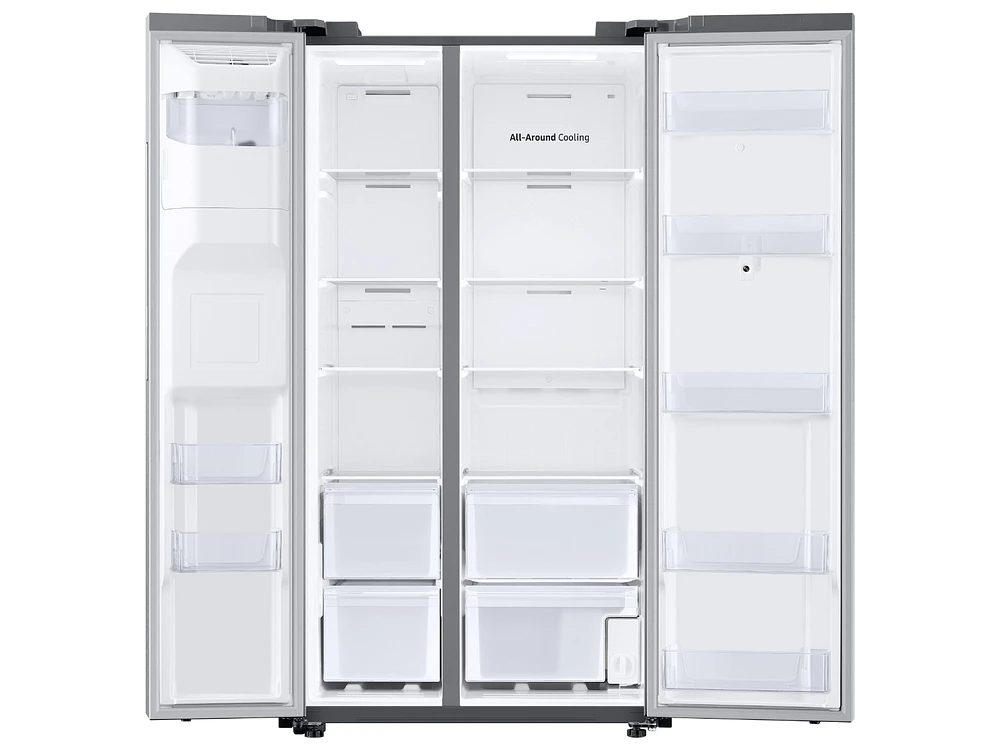 RS27T5561SR/AA | 26.7 cu. ft. Large Capacity Side-by-Side Refrigerator with Touch Screen Family Hub™ in Stainless Steel | Samsung Business US