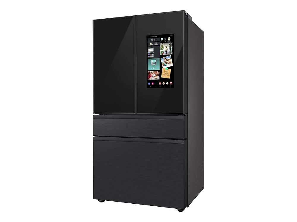 RF29BB89008MAA | Bespoke 4-Door French Door Refrigerator (29 cu. ft.) – with Top Left and Family Hub™ Panel in Charcoal Glass - and Matte Black Steel Middle and Bottom Door Panels) | Samsung Business US