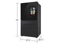 RF30BB6600APAA | Bespoke 4-Door French Door Refrigerator (23 cu. ft.) – with Top Left and Family Hub™ Panel in Charcoal Glass - and Matte Black Steel Middle and Bottom Panels | Samsung Business US