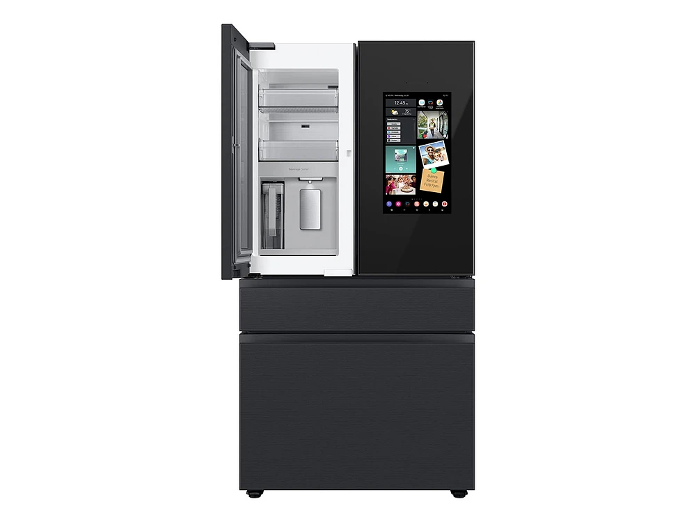 RF30BB6600APAA | Bespoke 4-Door French Door Refrigerator (23 cu. ft.) – with Top Left and Family Hub™ Panel in Charcoal Glass - and Matte Black Steel Middle and Bottom Panels | Samsung Business US