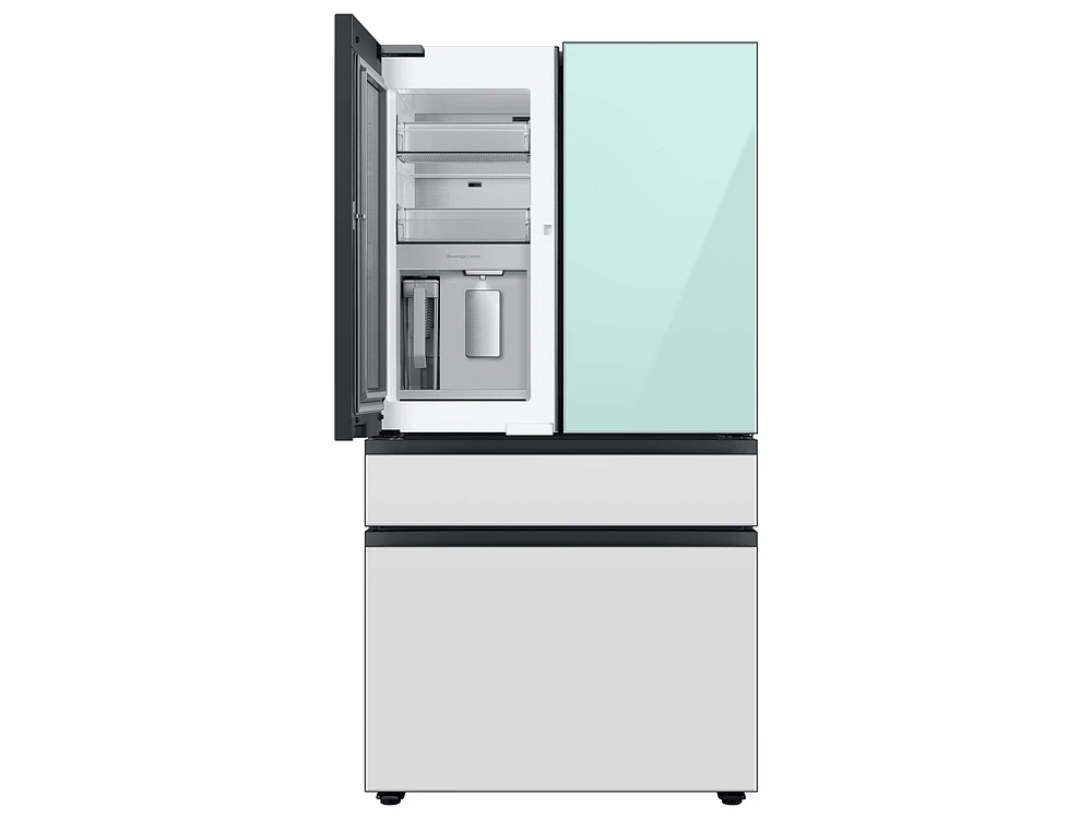 RF29BB86004MAA | Bespoke 4-Door French Door Refrigerator (29 cu. ft.) with Beverage Center™ in Morning Blue Glass Top Panels and White Glass Middle and Bottom Panels | Samsung Business US