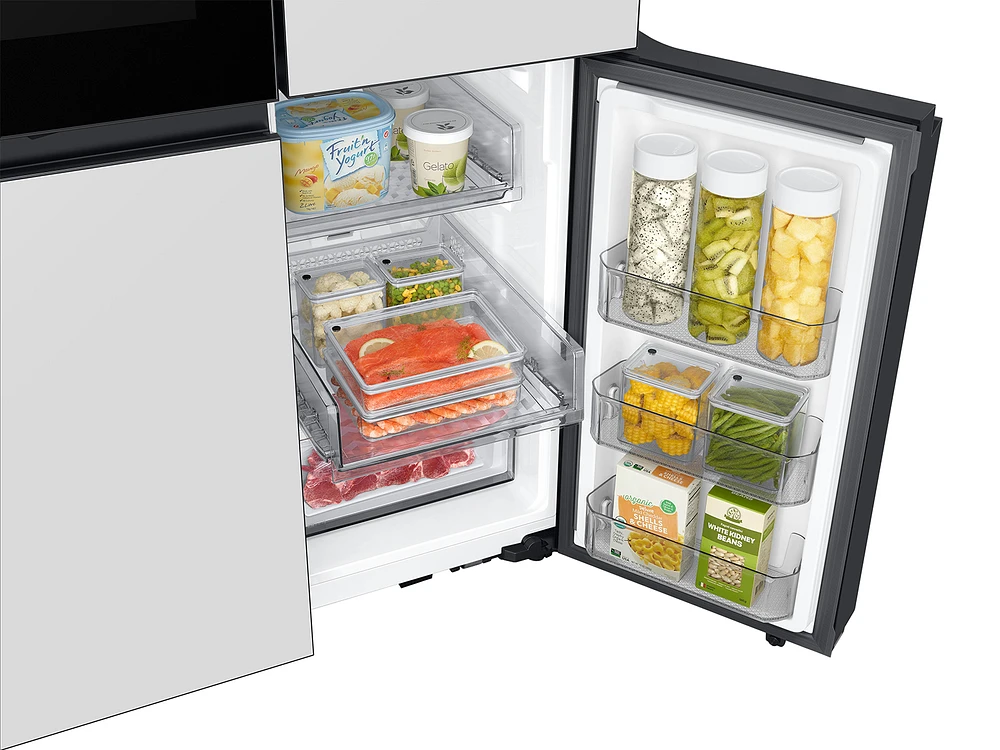 Bespoke 4-Door Flex™ Refrigerator (29 cu. ft.) with Beverage Zone™ and Auto Open Door in White Glass | Samsung US