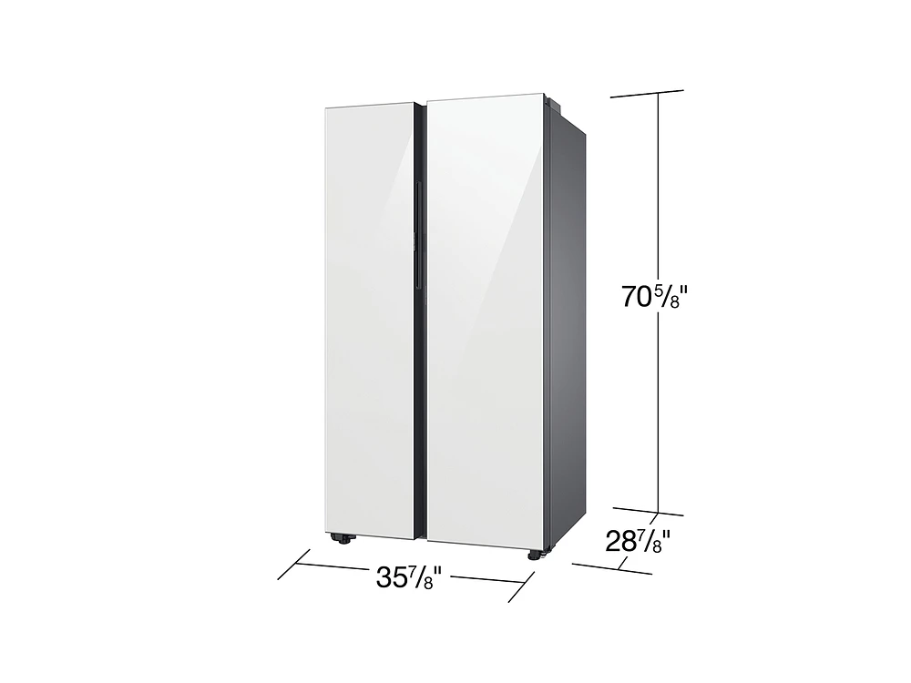 Bespoke cu. ft. Side-by-side Refrigerator with Beverage Center in White Glass | Samsung US