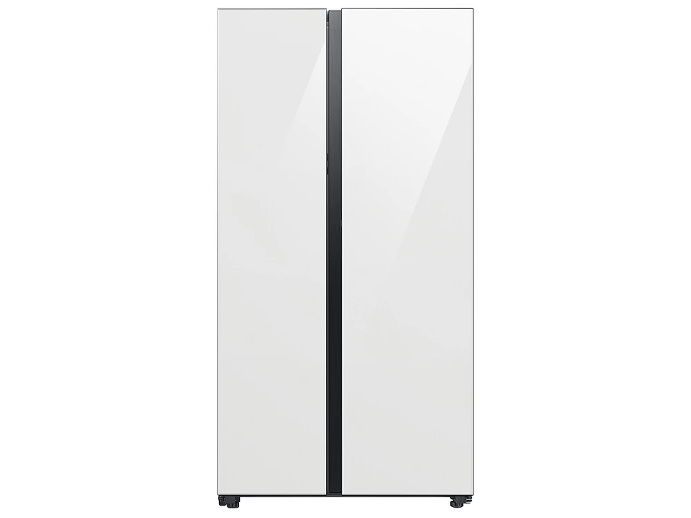 Bespoke cu. ft. Side-by-side Refrigerator with Beverage Center in White Glass | Samsung US