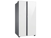 Bespoke cu. ft. Side-by-side Refrigerator with Beverage Center in White Glass | Samsung US