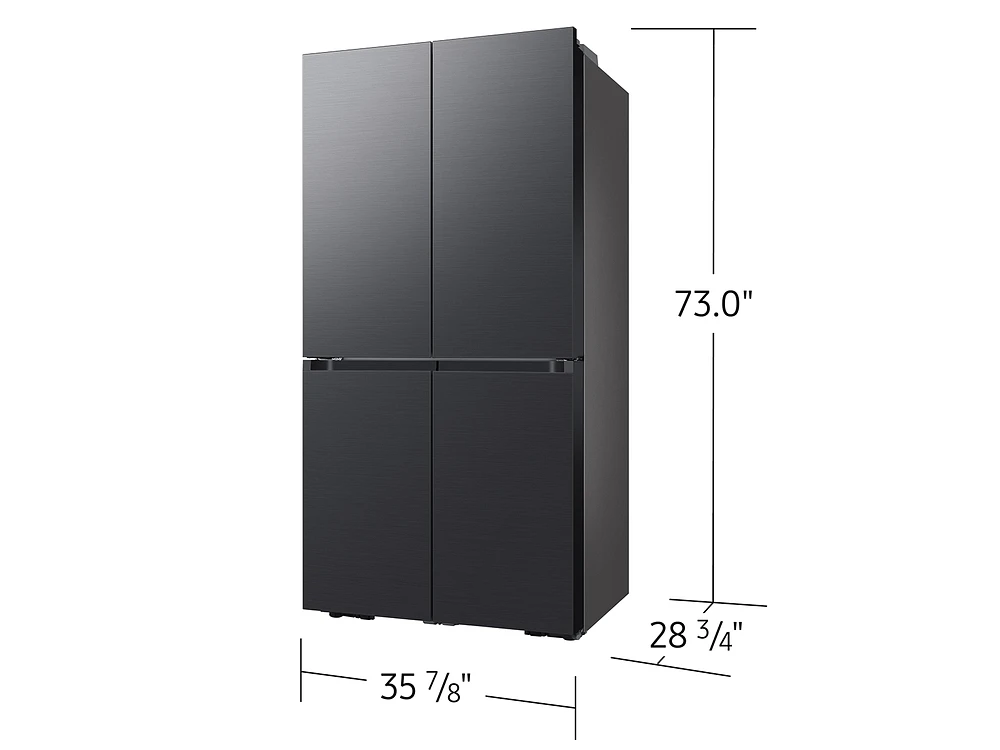 RF23A9675MT/AA | 23 cu. ft. Smart Counter Depth BESPOKE 4-Door Flex™ Refrigerator with Customizable Panel Colors in Matte Black Steel | Samsung Business US