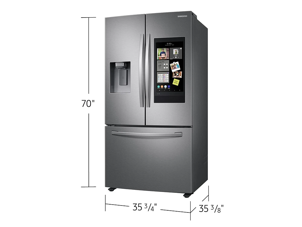 26.5 cu. ft. Large Capacity 3-Door French Door Refrigerator with Family Hub™ and External Water & Ice Dispenser in Stainless Steel Refrigerators