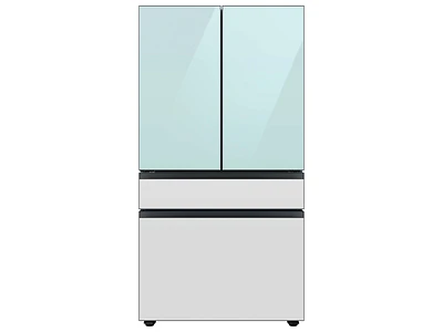 RF29BB86004MAA | Bespoke 4-Door French Door Refrigerator (29 cu. ft.) with Beverage Center™ in Morning Blue Glass Top Panels and White Glass Middle and Bottom Panels | Samsung Business US