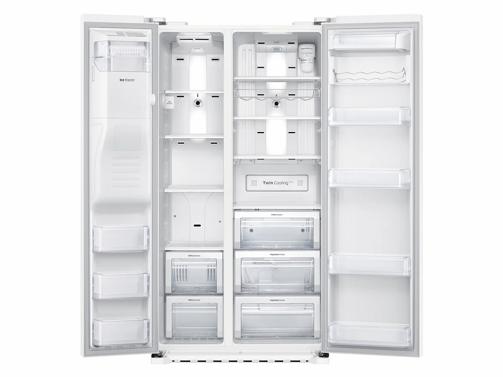 22 cu. ft. Counter Depth Side-by-Side Refrigerator in White Refrigerator - RS22HDHPNWW/AA | Samsung US