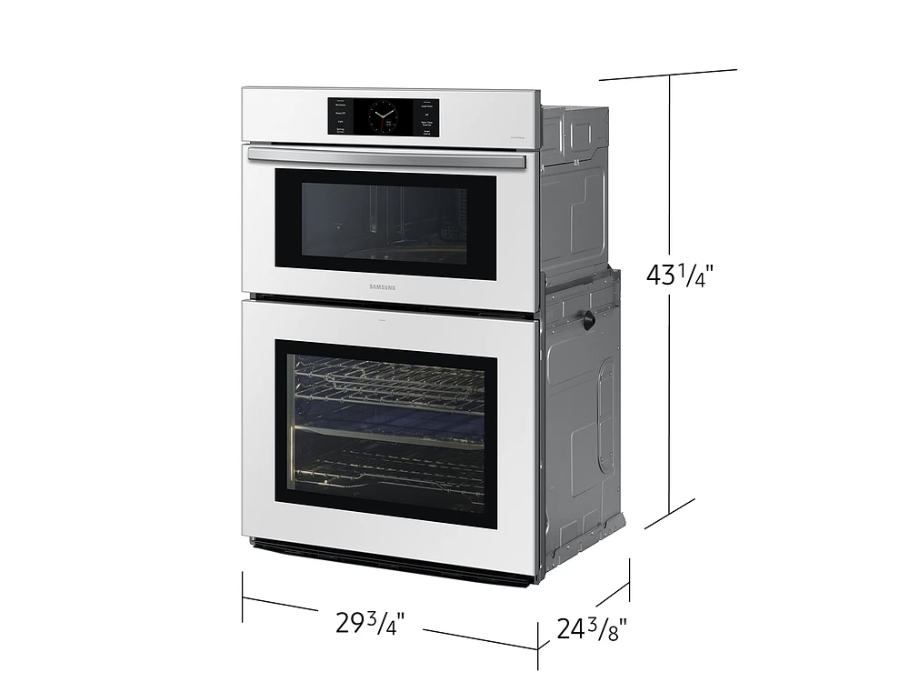 Bespoke 30" Microwave Combination Wall Oven with with Flex Duo™ in White Glass | Samsung US