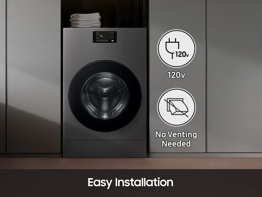 Bespoke AI Laundry Combo™ All-in-One 5.3 cu. ft. Ultra Capacity Washer and Ventless Heat Pump Dryer in Dark Steel | Samsung Business US