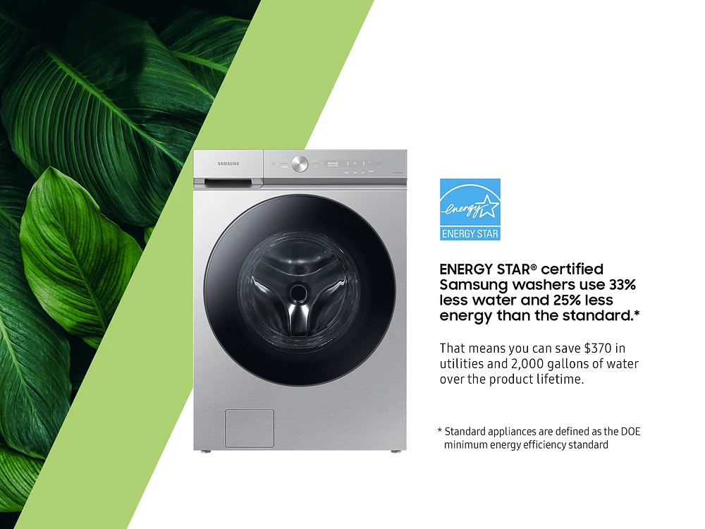 WF53BB8700ATUS | Bespoke 5.3 cu. ft. Ultra Capacity Front Load Washer with Super Speed Wash and AI Smart Dial in Silver Steel | Samsung Business US