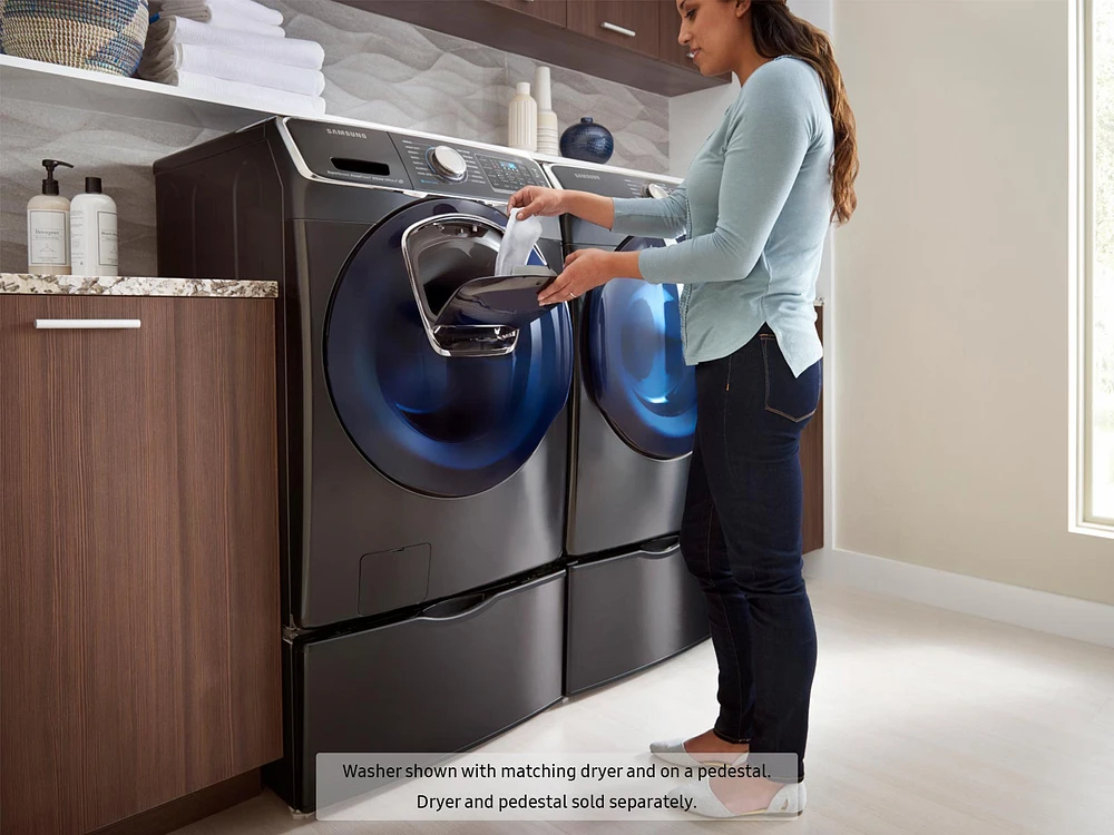 WF45K6500AV/A2 | 4.5 cu. ft. Smart Front Load Washer with AddWash™ in Black Stainless Steel | Samsung Business US