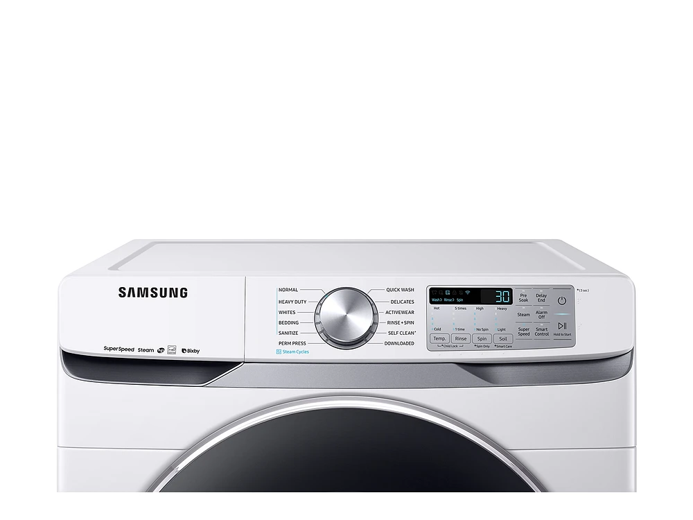 4.5 cu. ft. Smart Front Load Washer with Super Speed in White Washer  - WF45R6300AW/US | Samsung US