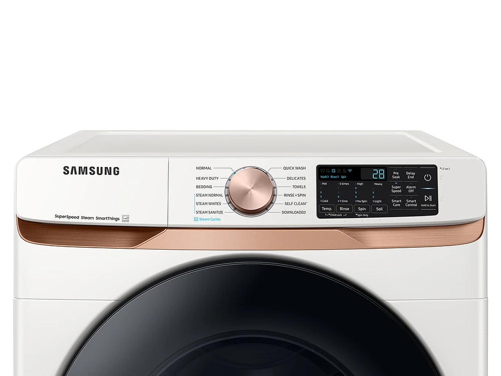 WF50BG8300AEUS | 5.0 cu. ft. Extra Large Capacity Smart Front Load Washer with Super Speed Wash and Steam in Ivory | Samsung Business US