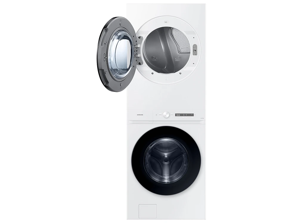 Bespoke 4.6 cu. ft. AI Laundry Hub™ Large Capacity Single Unit Washer with Steam Wash and 7.6 cu. ft. Electric Dryer in White | Samsung US