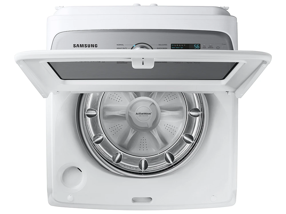 5.1 cu. ft. Large Capacity Smart Top Load Washer with ActiveWave™ Agitator and Super Speed Wash in White | Samsung US