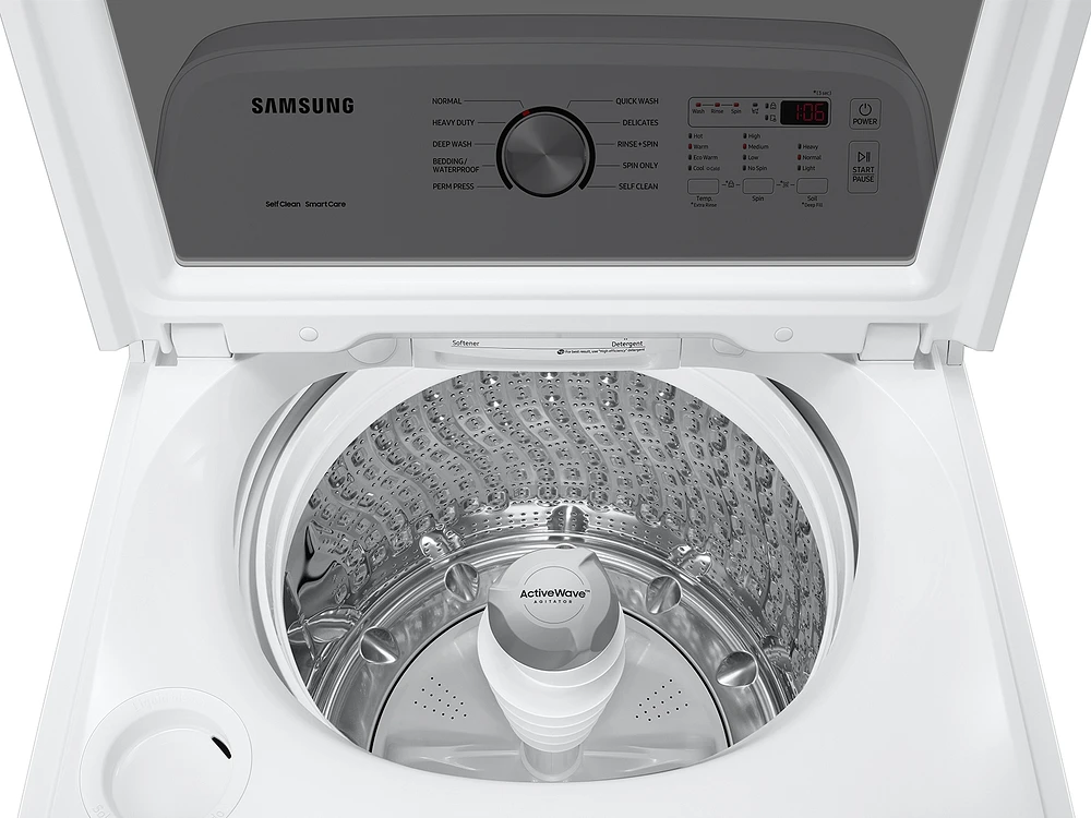 WA49B5105AW/US | 4.9 cu. ft. Large Capacity Top Load Washer with ActiveWave™ Agitator and Deep Fill in White | Samsung Business.