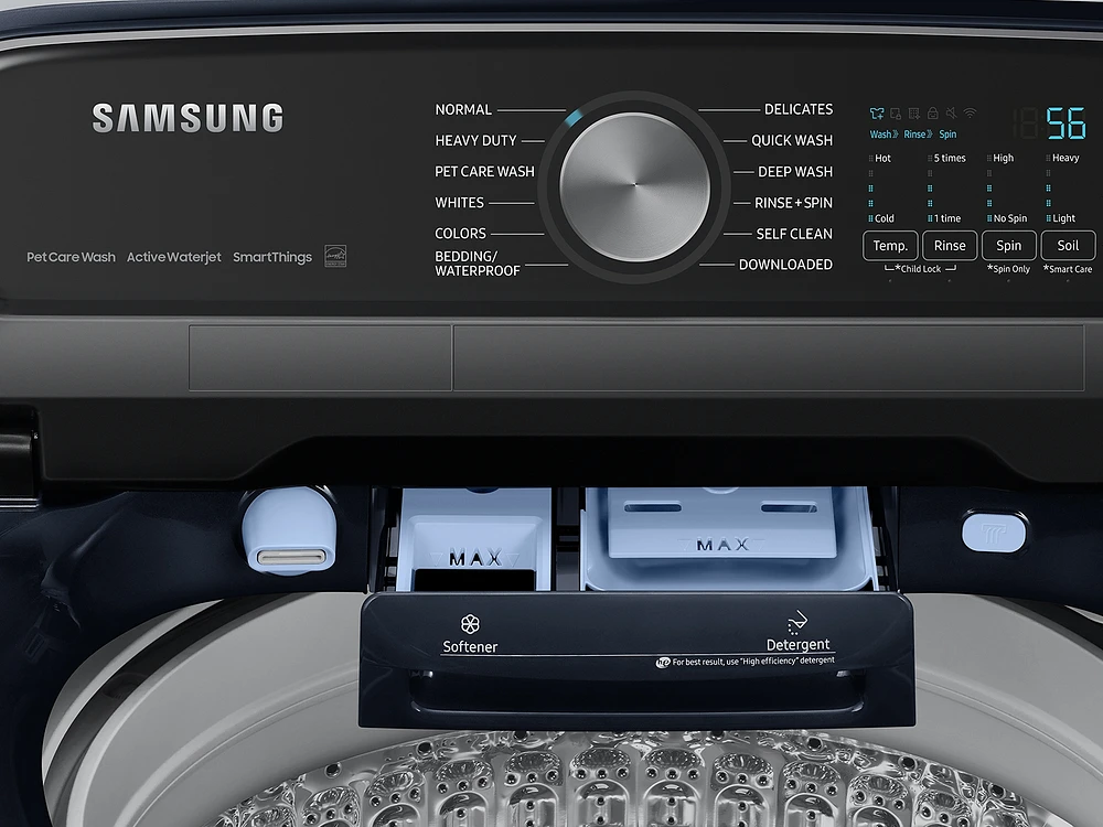 5.4 cu. ft. Smart Top Load Washer with Pet Hair Remover Setting in Navy | Samsung US