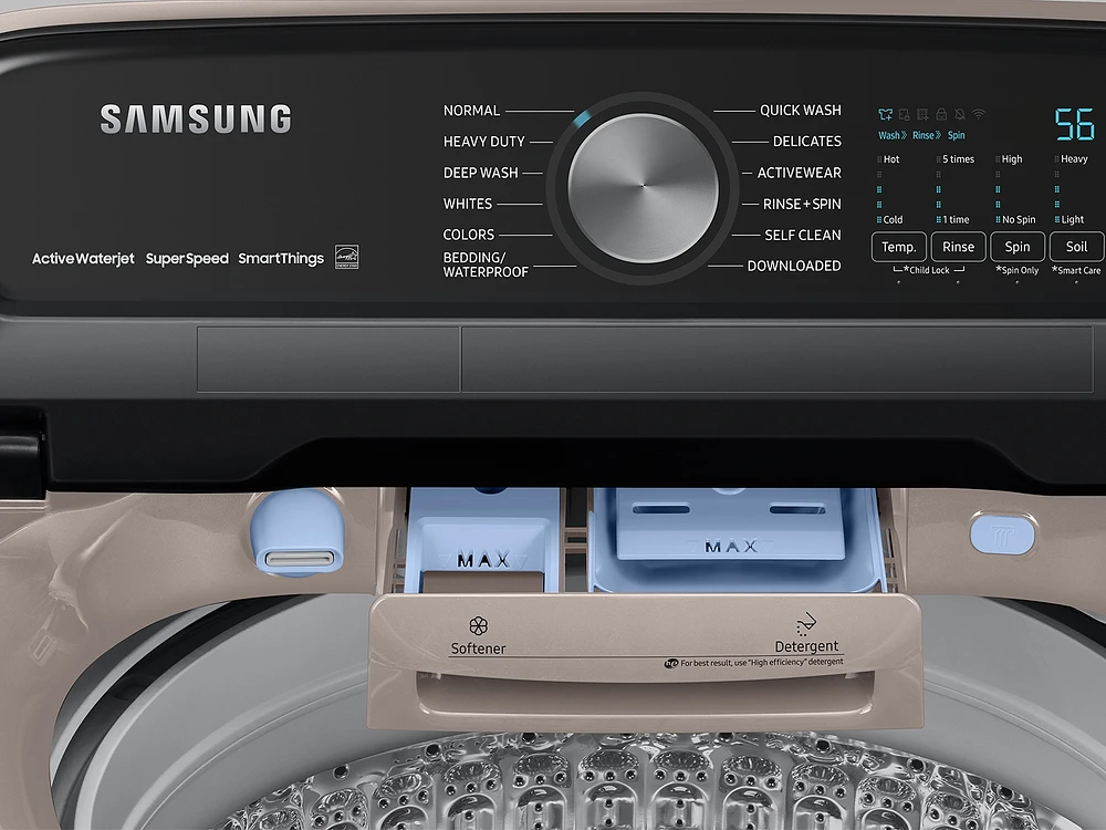 WA52A5500AC/US | 5.2 cu. ft. Large Capacity Smart Top Load Washer with Super Speed Wash in Champagne | Samsung Business US