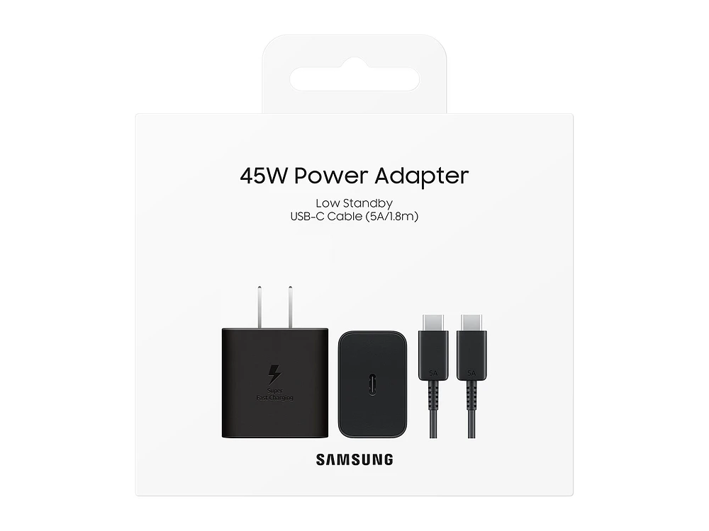 45W PD Power Adapter with 5A USB C Cable, Black Mobile Accessories - EP-T4511XBEGUS | Samsung US