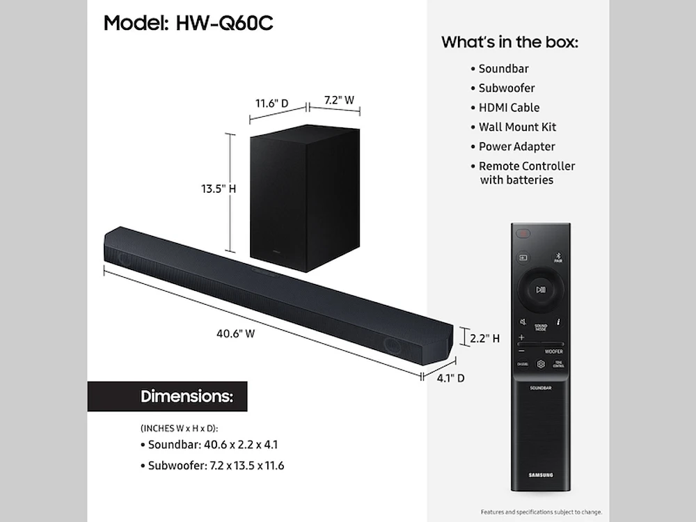 Q-series 3.1 ch. Soundbar Q60C