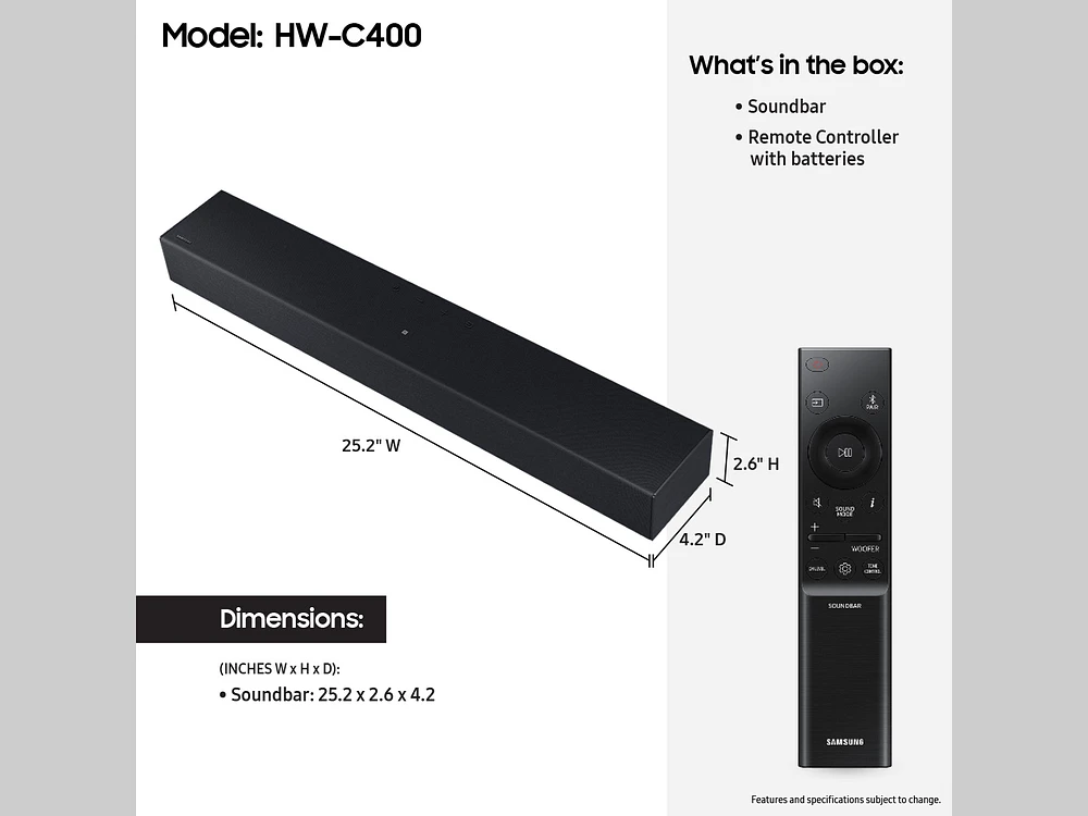 B-series 2.0 ch. Soundbar C400  | Samsung Business US