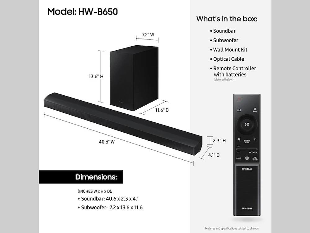 B-series 3.1 ch. Soundbar B650