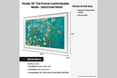 (2023) 55" The Frame Customizable Bezel - Sand Gold Metal | Samsung Business US