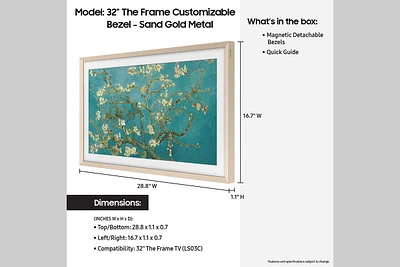 (2023) 32" The Frame Customizable Bezel - Sand Gold Metal | Samsung Business US