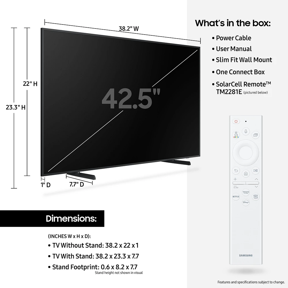 QN43LS03BAFXZA | 43" Class The Frame QLED 4K Smart TV (2022) | Samsung Business US