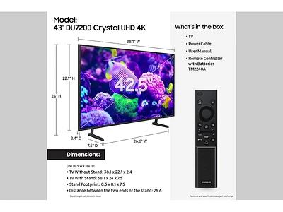 43" Class Crystal UHD DU7200