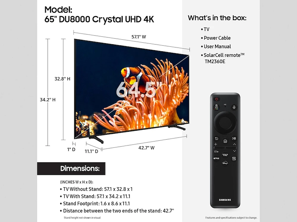 65" Class Crystal UHD DU8000