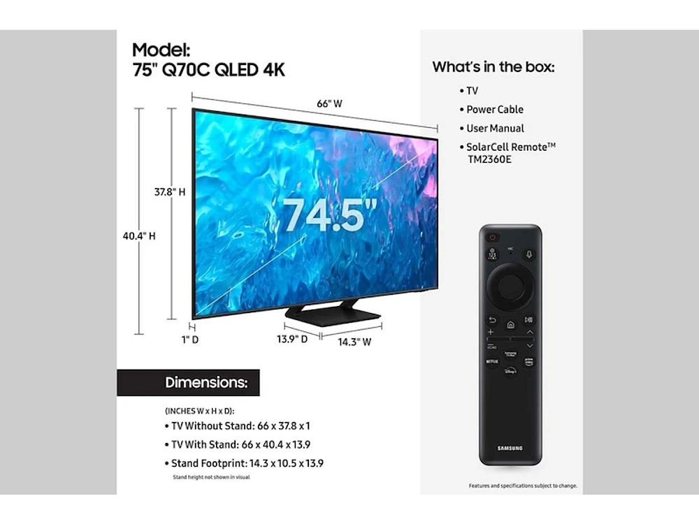 75" Class QLED 4K Q70C