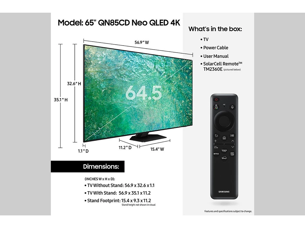 65" Class QN85CD Samsung Neo QLED 4K Smart TV (2023) | Samsung US