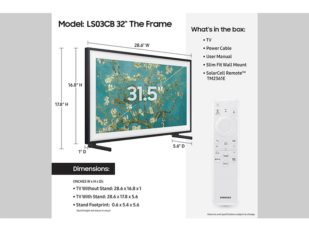 32" Class The Frame QLED HDR LS03C