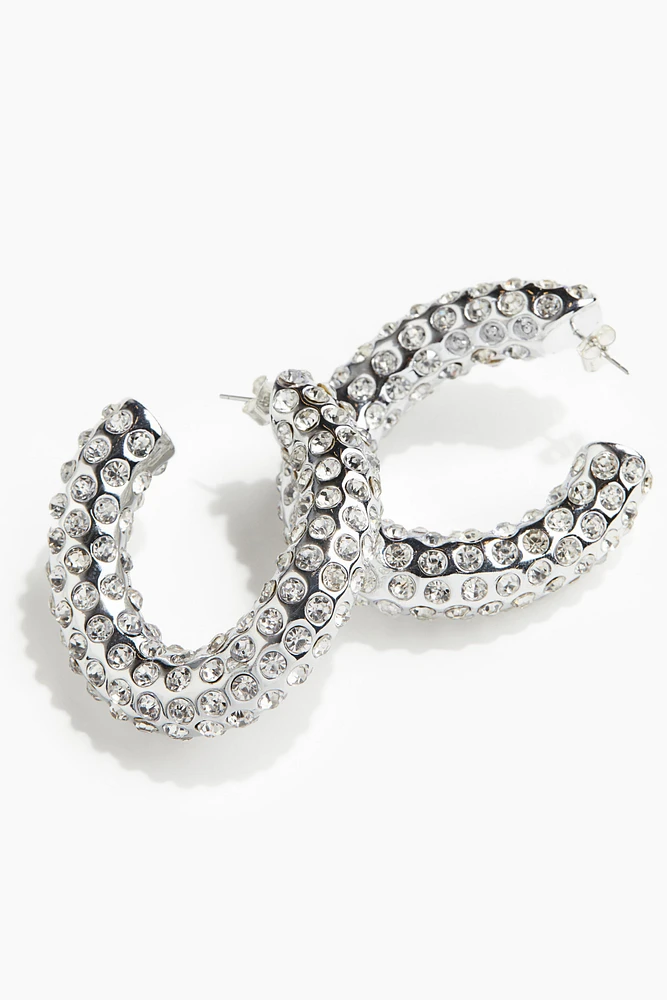 Rhinestone-embellished Hoop Earrings