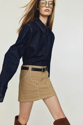 Cotton Utility Mini Skirt