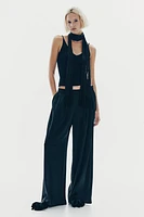 Wide-Leg Satin Pants