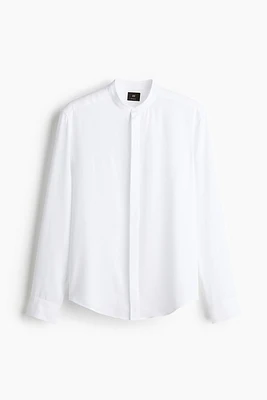 Regular Fit Lyocell Band-Collar Shirt