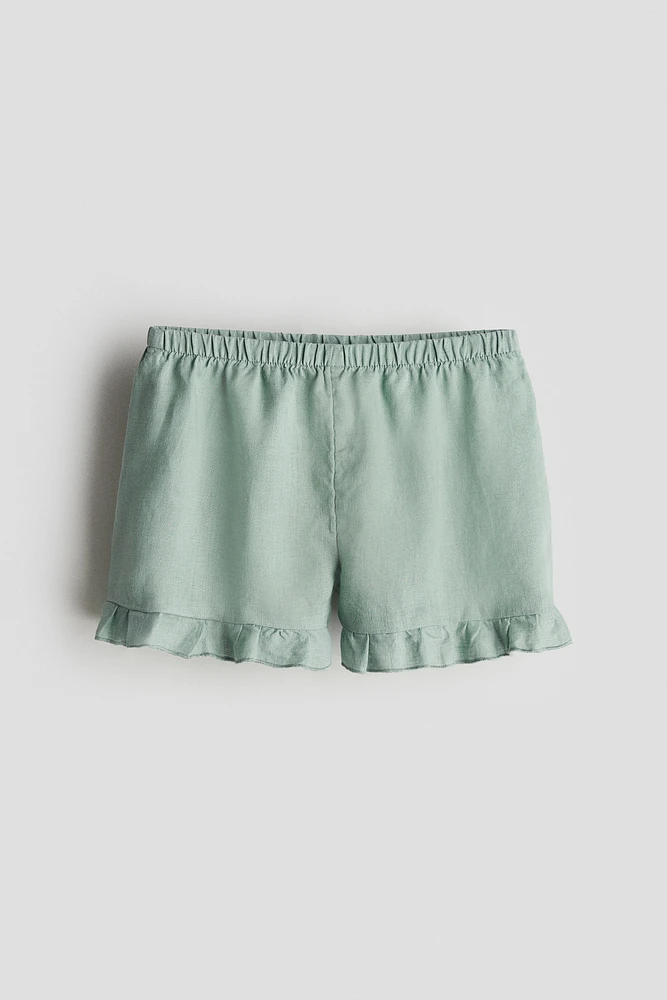 Short à volant en lin