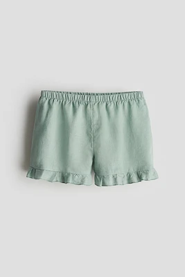 Short à volant en lin
