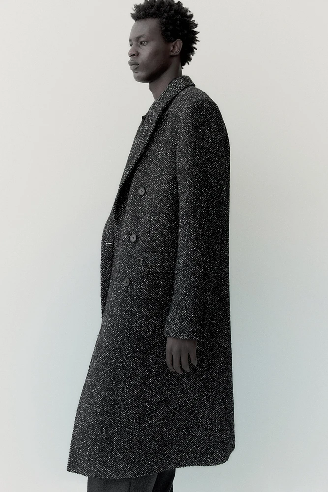 Wool-Blend Double-Breasted Tweed Coat