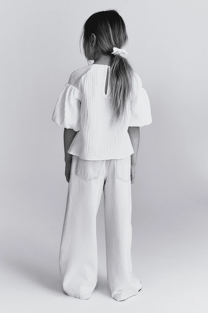 Wide Leg Paper-bag Jeans