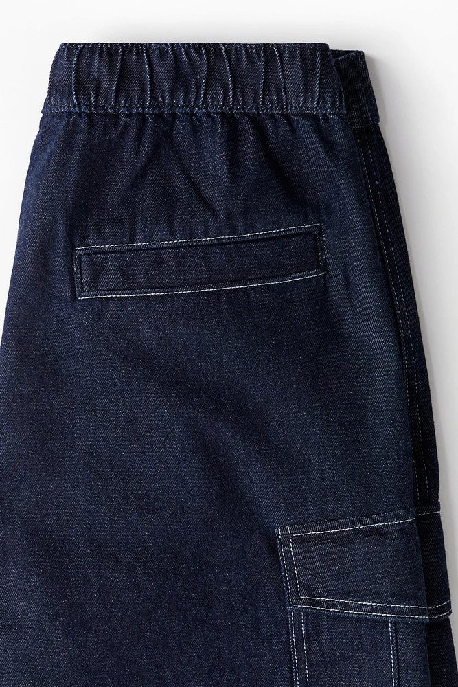 Loose Denim Cargo Shorts