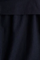 Foldover-Waist Linen-Blend Pants