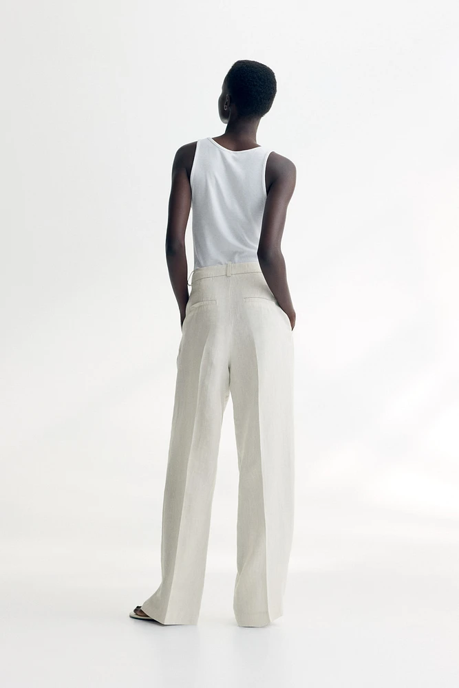 Pantalon large en lin mélangé