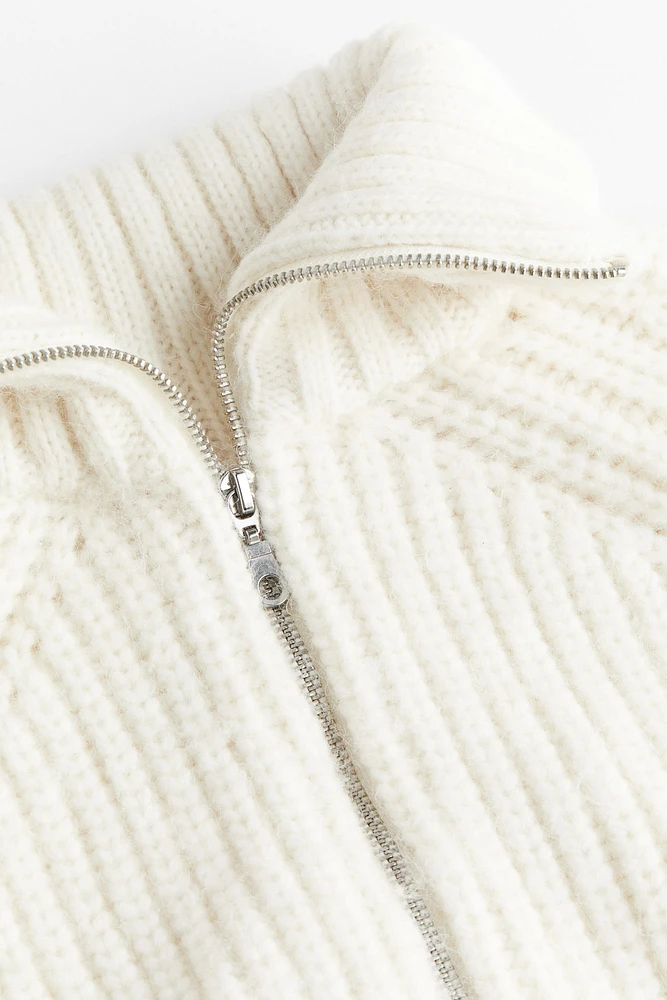 Rib-knit Half-zip Sweater